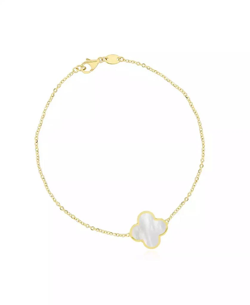 The Lovery Large Mother of Pearl Single Clover Bracelet 14K Gold