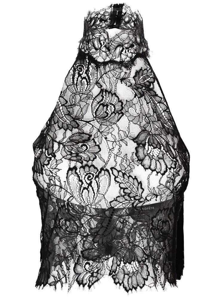 retrofête Retrofete Violet Sheer-Lace Cropped Top