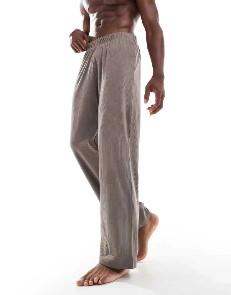 ASOS ASOS DESIGN texture lounge pants in brown 4