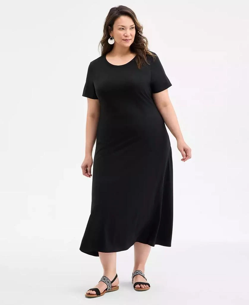 Style & Co Plus Size Solid Short-Sleeve Maxi Dress, Exclusively at Macy's 1