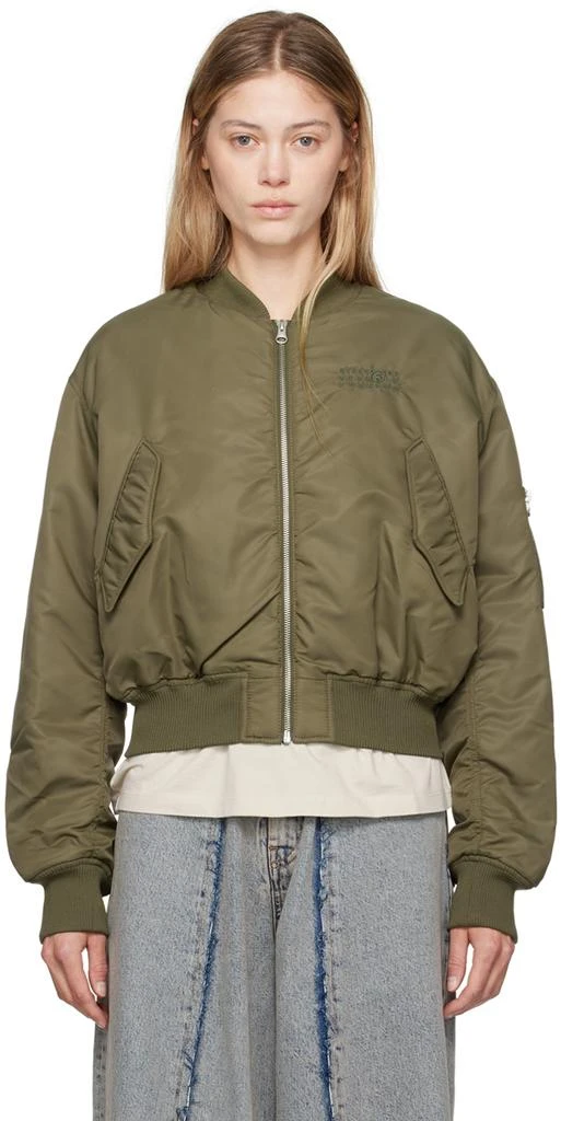 MM6 Khaki Embroidered Bomber Jacket 1
