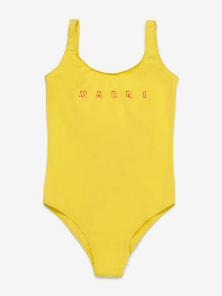 Marni Girls Logo Swimsuit in Yellow 1