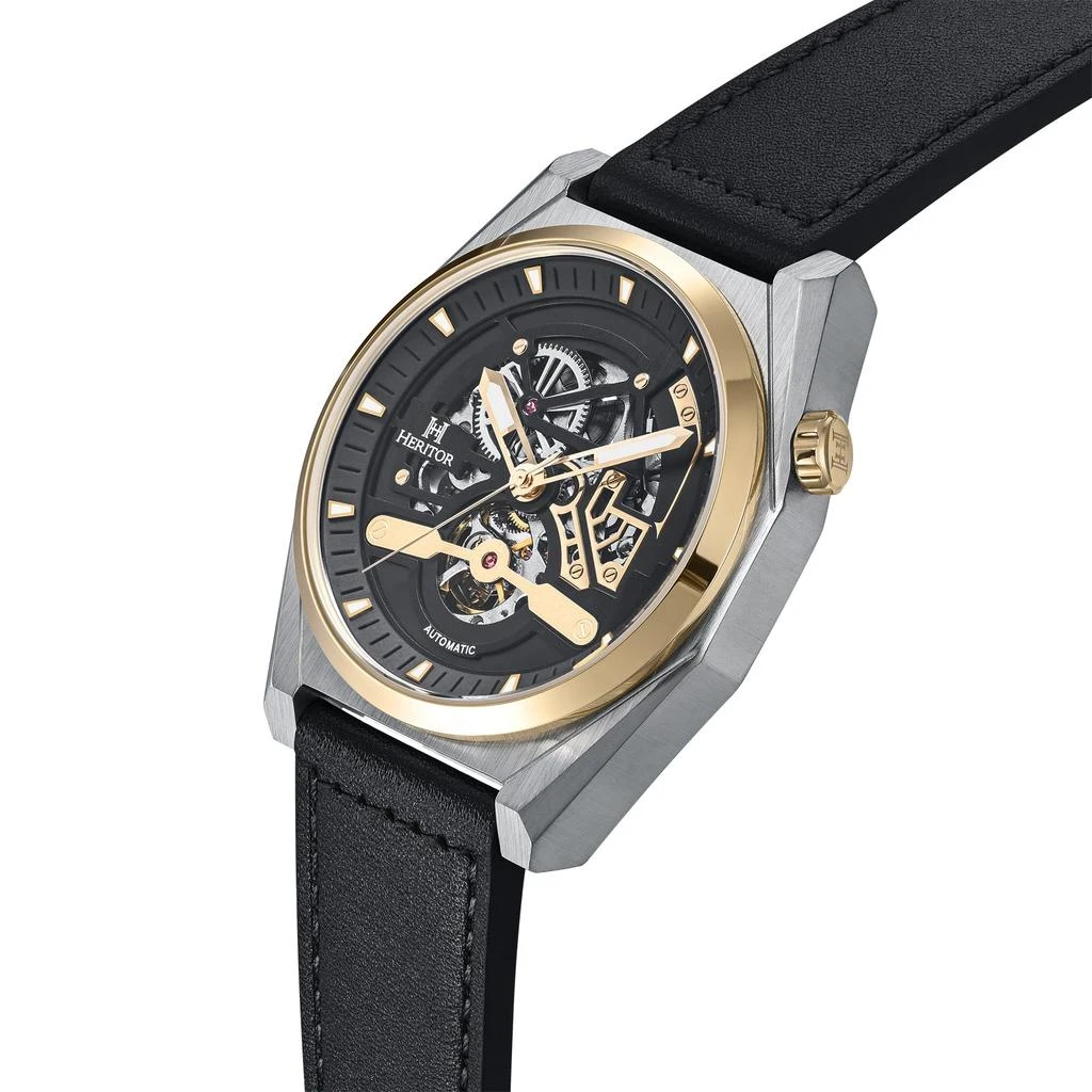 Heritor Automatic Amadeus Semi-Skeleton Leather-Band Watch 2