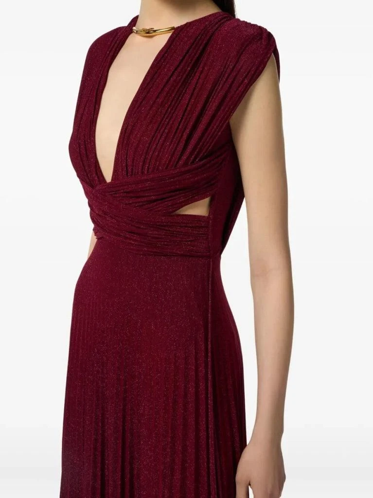 elisabetta franchi dress burgundy High Slit Wrap Dress
