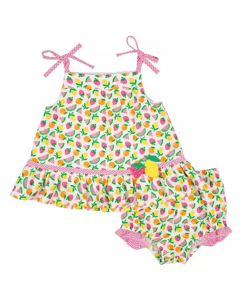 Florence Eiseman Baby Girl Printed Seersucker Dress 
Bloomer with Fruit