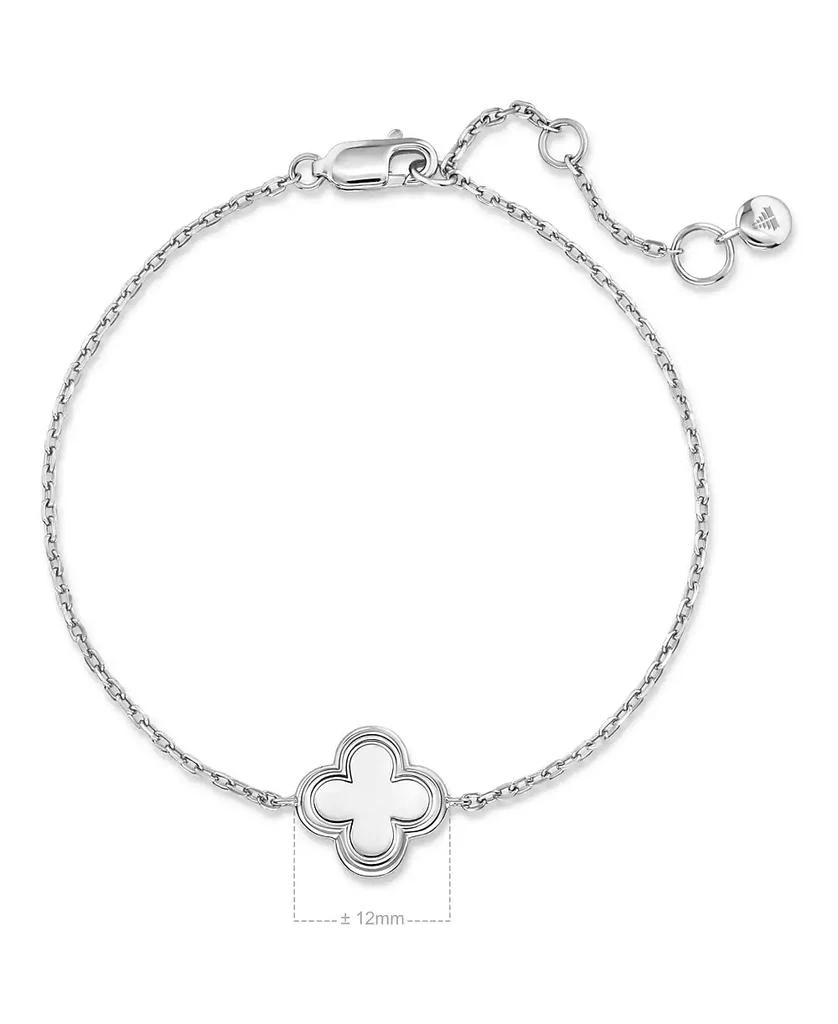 DEVATA Contour-lined Clover Bracelet in Rhodium Plated Sterling Silver, Adj 6.5/7.0/7.5 inch 3