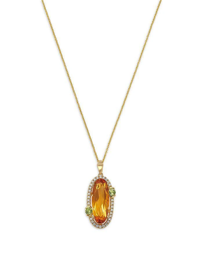 Bloomingdale
s Fine Collection Citrine, Peridot
Diamond Halo Pendant Necklace in 14K Yellow Gold, 20"