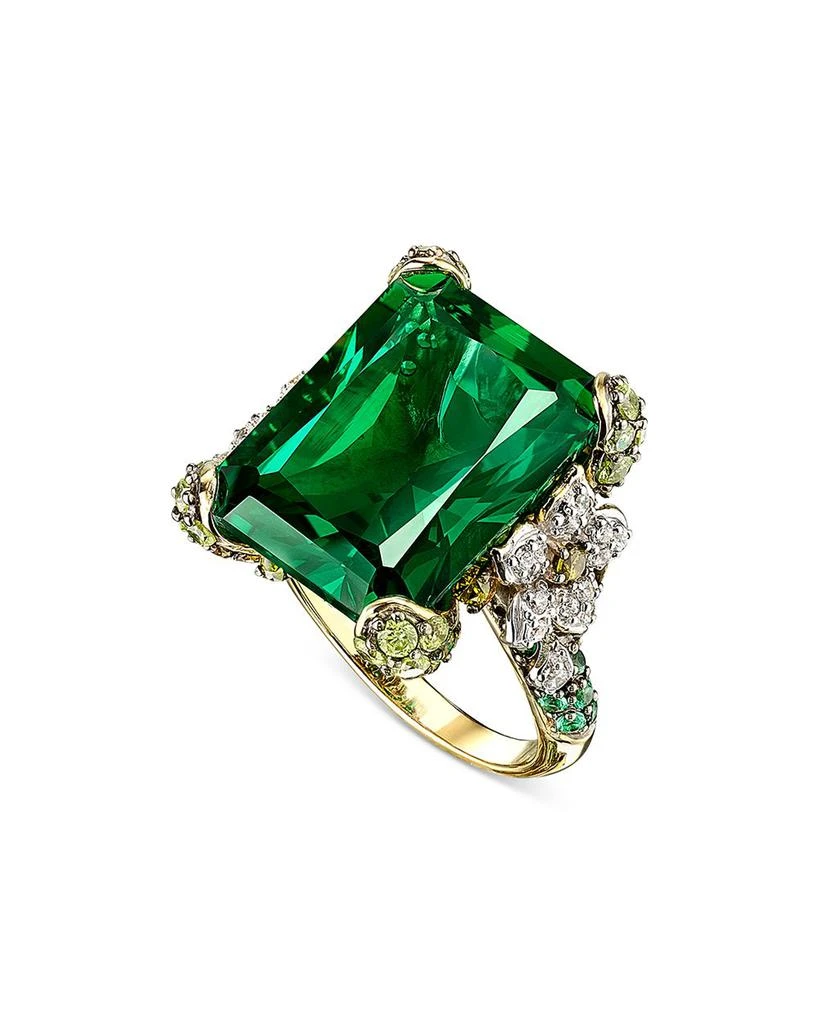 Anabela Chan 18K Yellow Gold Plated Sterling Silver English Garden Simulated Emerald & Simulated Diamond Cinderella Ring 3