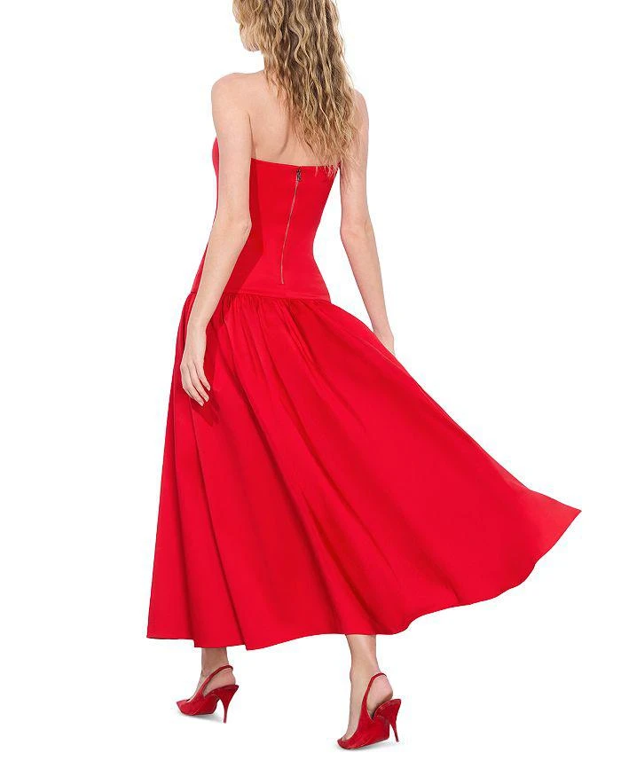sachin and babi light blue dress Zapaka Women Red Strapless Long Prom Dress with Slit Mermaid Beaded Satin  Party Dress with Lace Up Back  ZAPAKA
