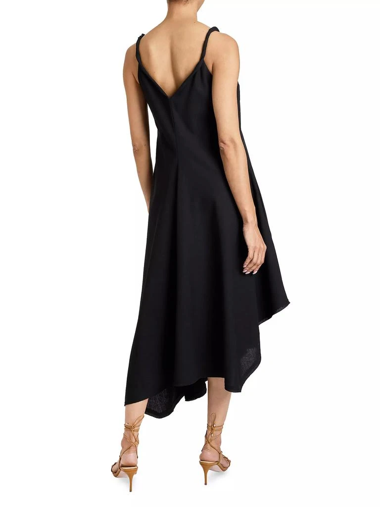 Santorelli Asymmetric Twist Strap Billow Midi-Dress 5