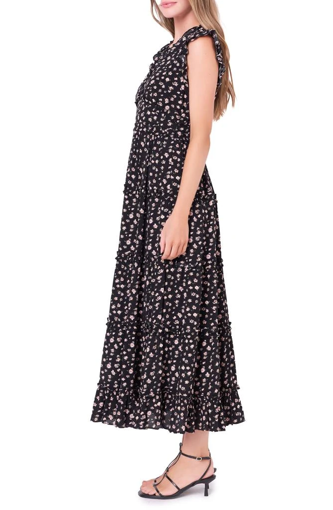 English Factory Floral Ruffle Cap Sleeve Tiered Maxi Dress 4