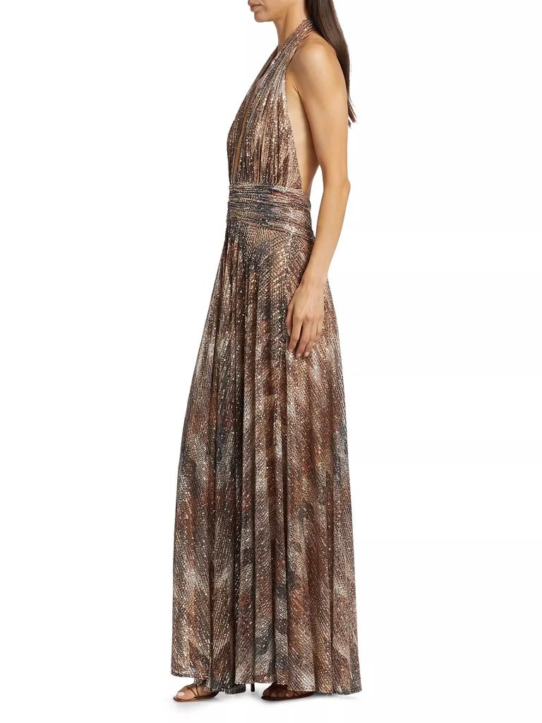Ramy Brook Reyna Abstract Sequined Halterneck Gown 4