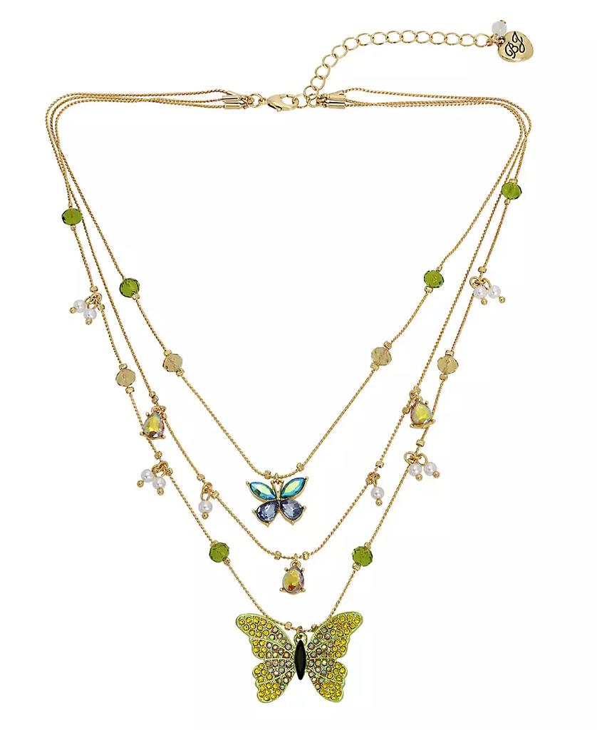 Betsey Johnson Faux Stone Butterfly Layered Necklace