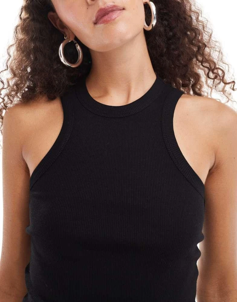 COLLUSION COLLUSION ribbed racer vest in black 4