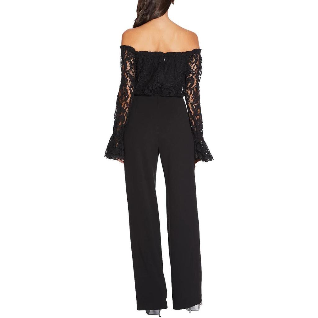 Adrianna Papell Womens Off The Shoulder Lace Jumpsuit