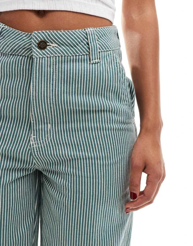 DICKIES Dickies hickory striped trousers in dark green 5