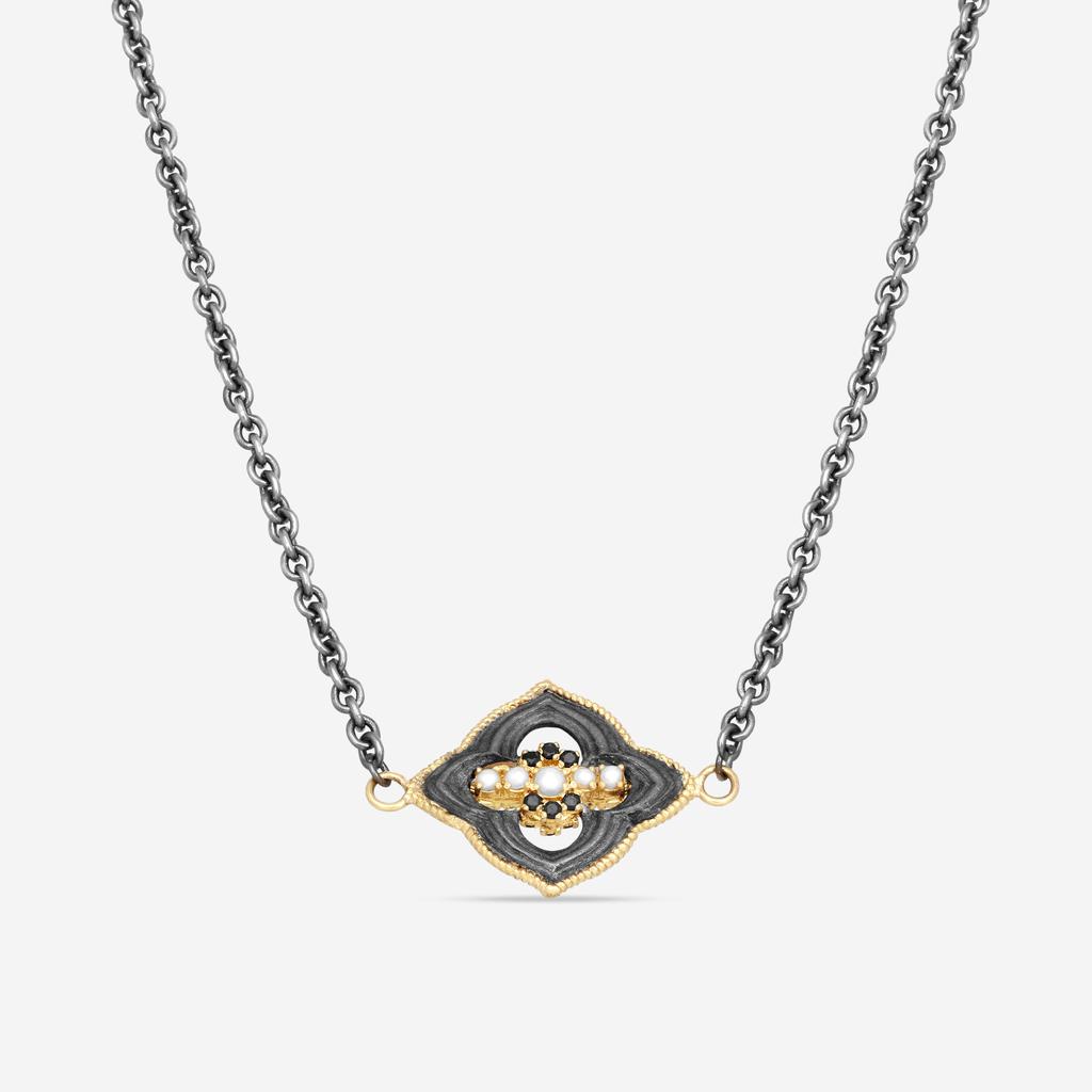 Armenta Armenta 18K Yellow Gold, Blackened Sterling Silver Multistone Station Necklace 19528