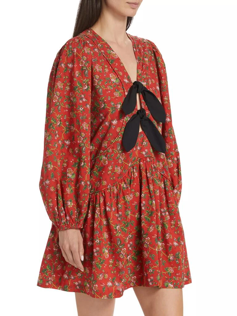 Rhode Annette Floral Cotton V-Neck Minidress 4