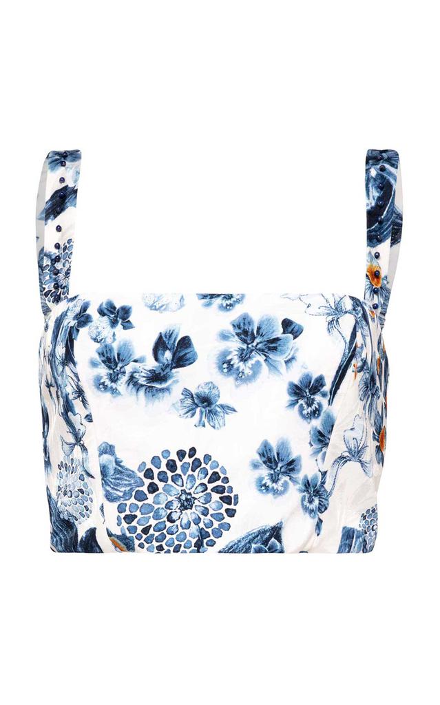 Agua by Agua Bendita Agua by Agua Bendita - Cacao Petalo Jacquard Crop Top - Ivory - M - Moda Operandi