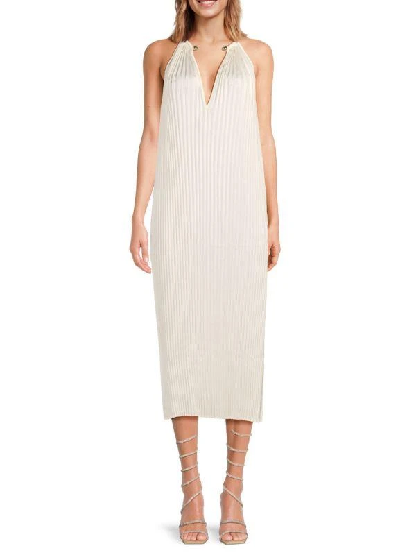 strapless open back dress Bethany Pleated Midi Dress - Dusty Light Blue main image 1