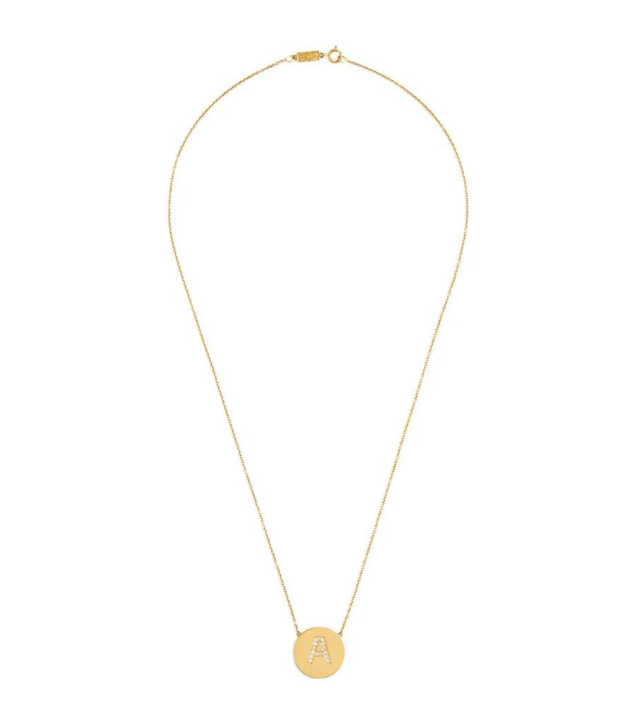 Jennifer Meyer Yellow Gold and Diamond A Initial Necklace 1