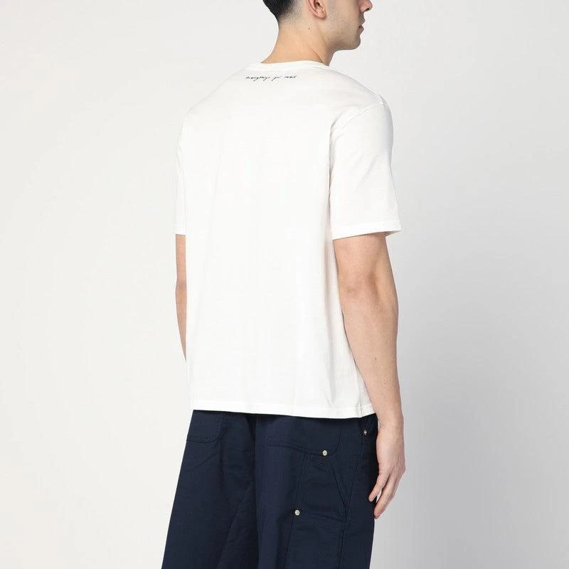 WALES BONNER Men's Organic Cotton ivory T-Shirt With Logo 2