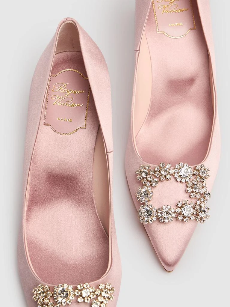 Roger Vivier 65mm Flower Crystal & Satin Pumps 3