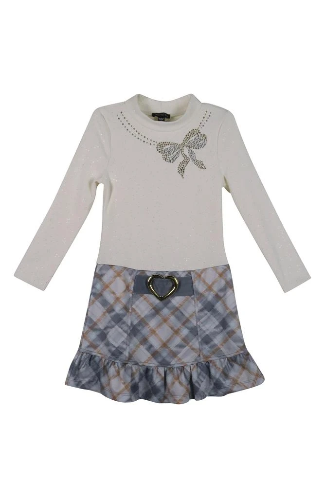 Zunie Kids' Long Sleeve Mixed Media Plaid Dress 1