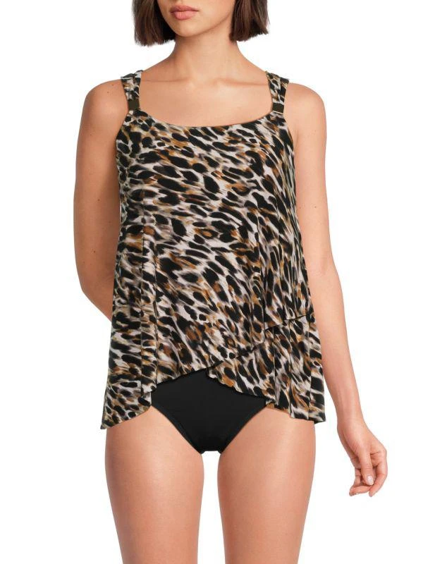Miraclesuit Fur Realz Dazzle Animal Print Tankini Top 1
