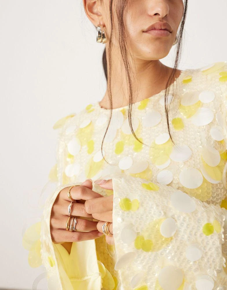 ASOS ASOS EDITION stacked multi sequin loose fit mini dress in yellow 3