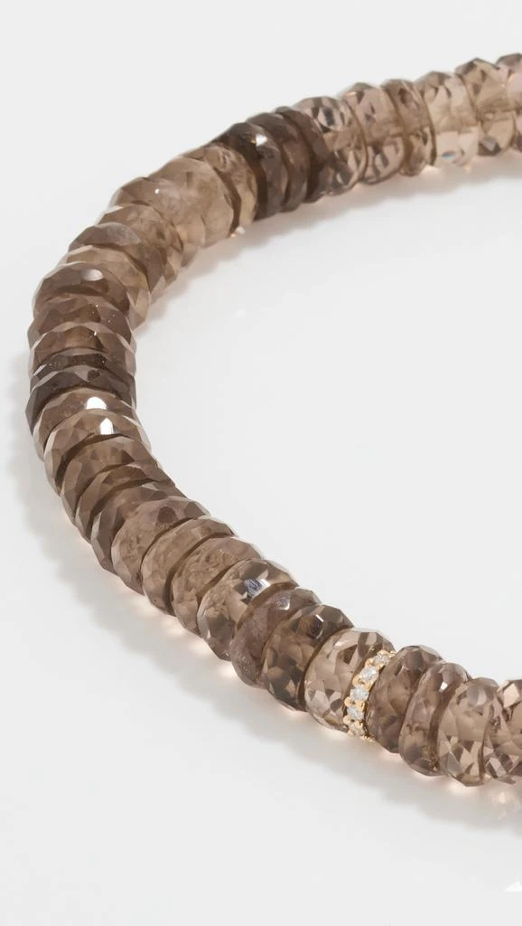 Sydney Evan 14k 4mm Small Cocktail Eternity Rondelle  Bracelet On Smokey Topaz Faceted Wheel 3