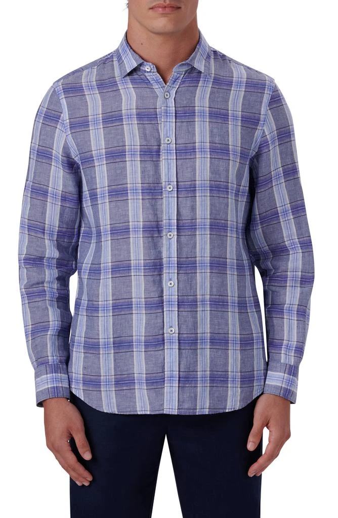BUGATCHI Plaid Linen Button-Up Shirt 1