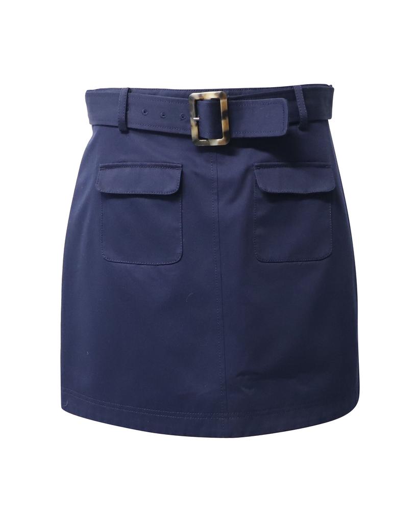 ALEXACHUNG Alexa Chung Patch Pocket Mini Skirt in Navy Blue Cotton