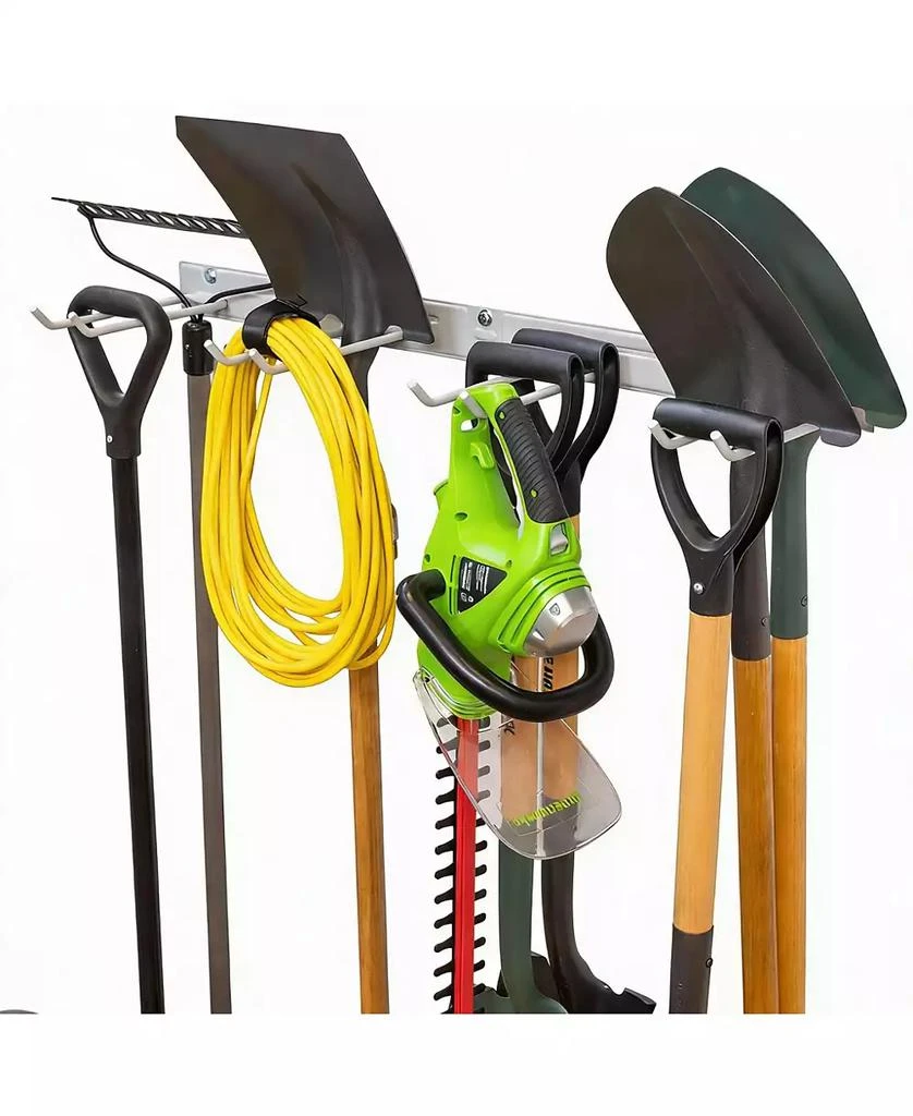 YIGII Wall-Mounted Garden Tool Rack - 4 Hooks, Heavy-Duty Steel, 250lb Capacity