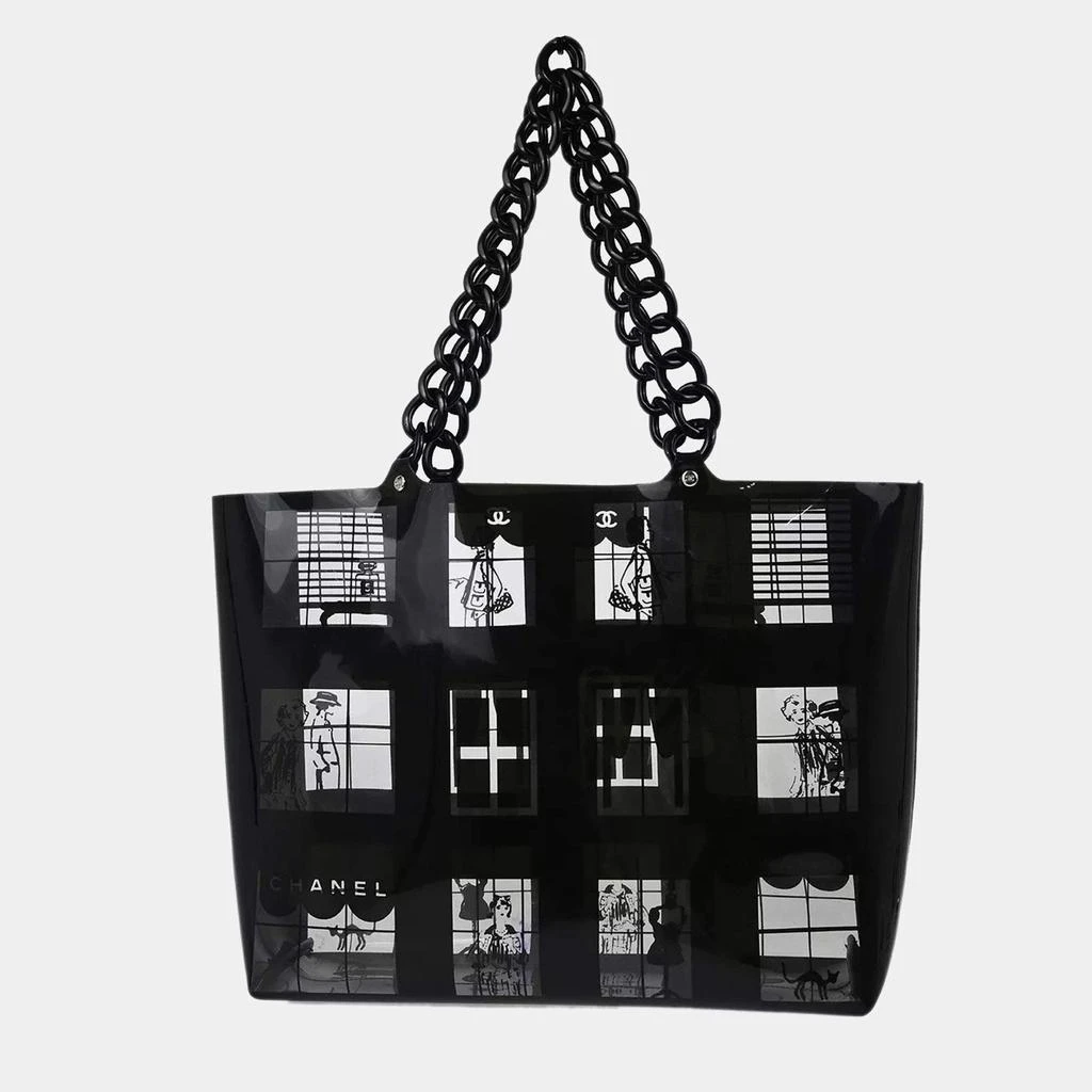 Chanel Chanel Black Vinyl Window Tote Handbag 2