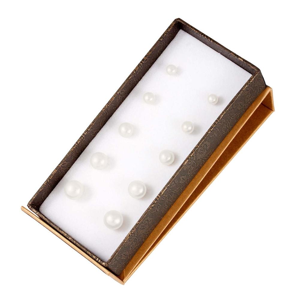 Splendid Pearls Set of 5 Pairs of Graduated Freshwater Pearl Studs