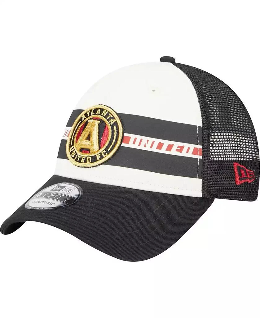 New Era Men's White, Black Atlanta United FC Team Stripes 9FORTY Trucker Snapback Hat 1