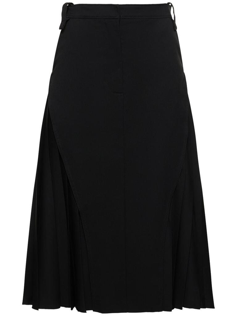 FERRARI Wool Blend Midi Skirt With Pleats