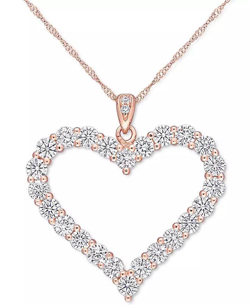 Macy
s Lab-Grown Moissanite Heart 18" Pendant Necklace (2-2/5 ct. t.w.) in 18k Rose Gold-Plated Sterling Silver 1