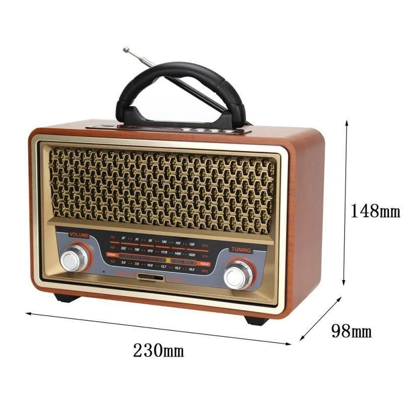 Digi Bool High quality wooden retro portable radio music player AM/FM/SW multi-function bluetooth speaker subwoofer card audio caixadesom 3