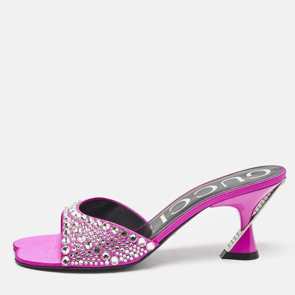 Gucci Gucci Pink Satin Galactica Crystal Embellished Slide Sandals Size 37 1