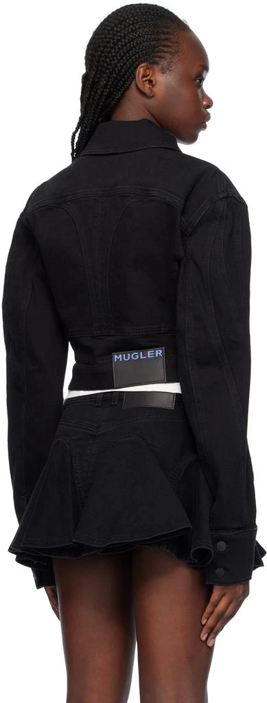 Mugler Black Cropped Denim Jacket 3