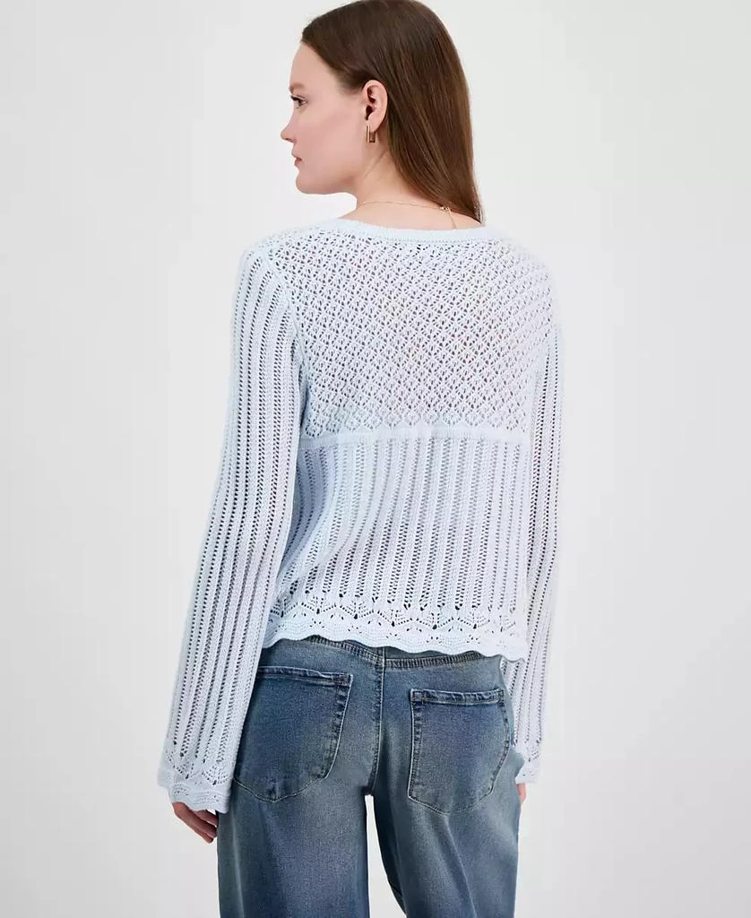 Hooked Up by IOT Juniors' Long-Sleeve Pointelle Sweater 4