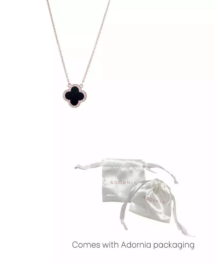 ADORNIA Rose Gold CZ Black Clover Necklace 2