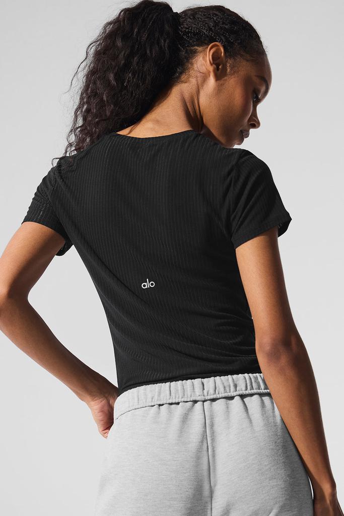 Alo Ribbed Sea Coast Tee - Black