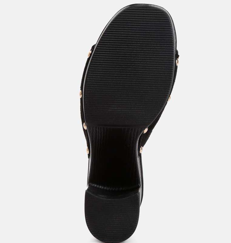 Rag & Co Cartera Suede High Block Heel Clogs In Black