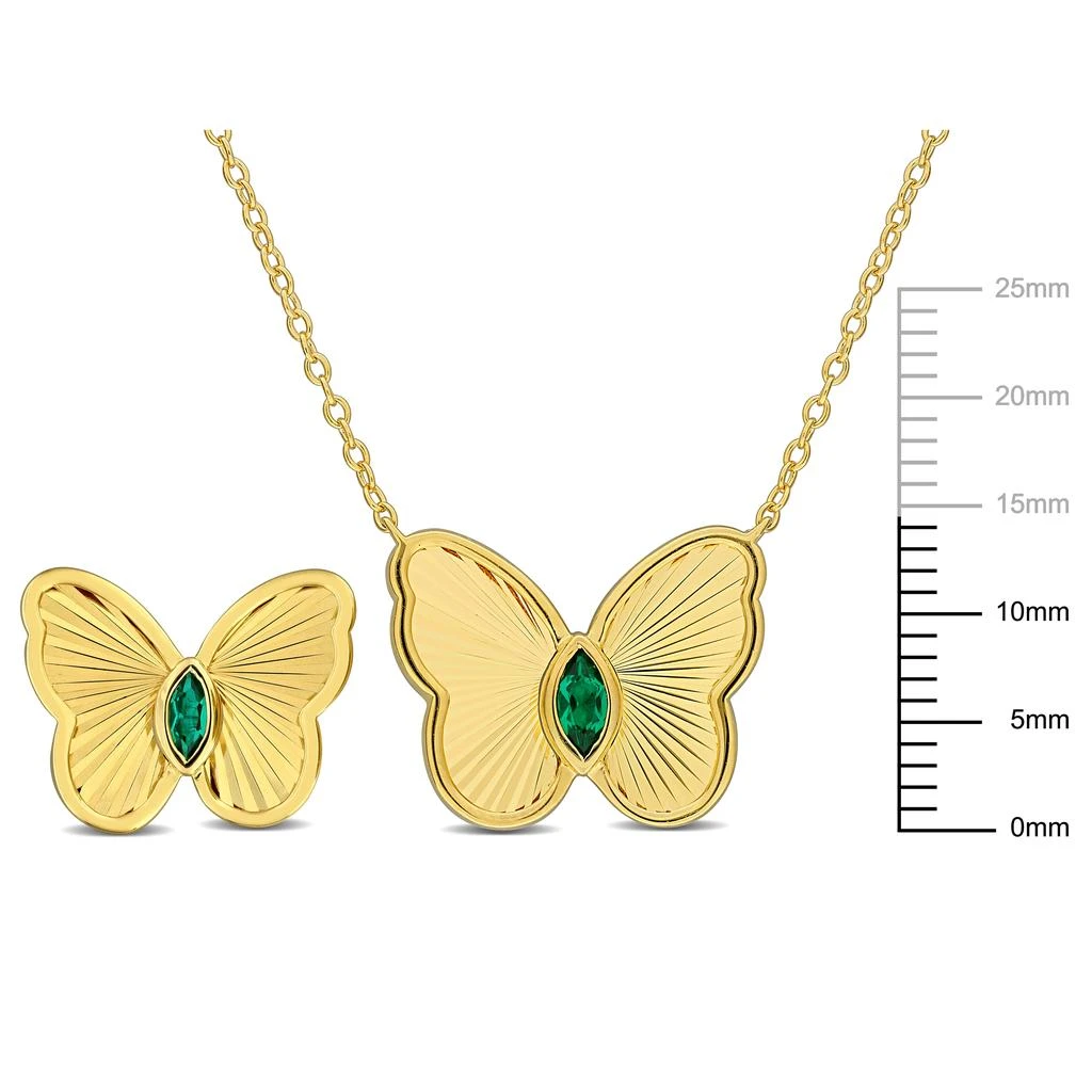 Mimi & Max 2/5ct TGW Created Emerald Butterfly Jewelry Set Yellow Plated Sterling Silver 3