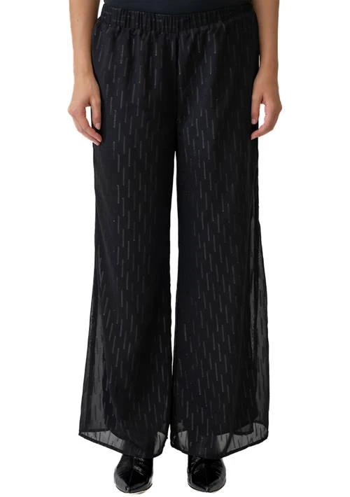 Adrienne Landau Onyx Landau Onyx Womens Wide Leg Lurex Knit Pants 1