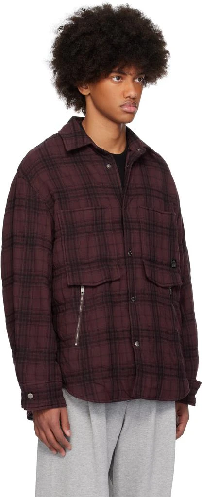 Wooyoungmi Burgundy Padded Check Shirt 2