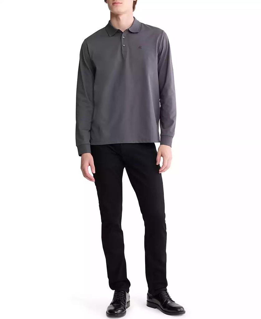 Calvin Klein Men's Smooth Cotton Long-Sleeve Polo Shirt